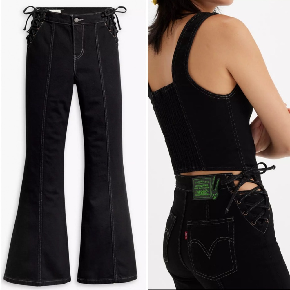 Levi’s x Barbie Ferreira Lace-Up Flare Jeans size 23, 24